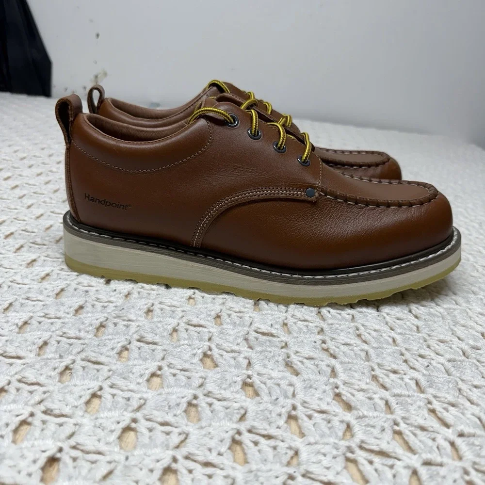 Handpoint Soft Toe Leather Oxford Work Shoes Men's 13 EE Brown Oil Resistant